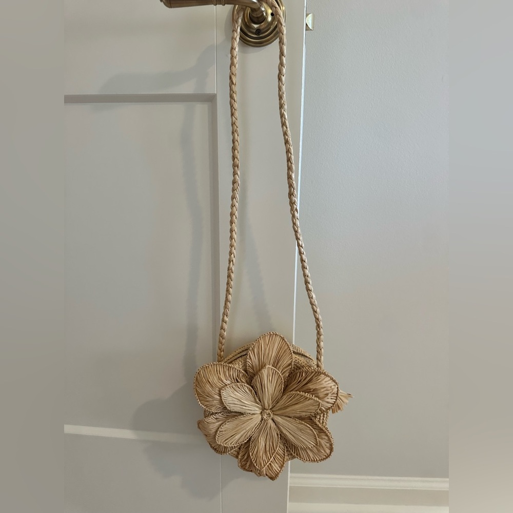 Sezane Natural Floral Crossbody Bag